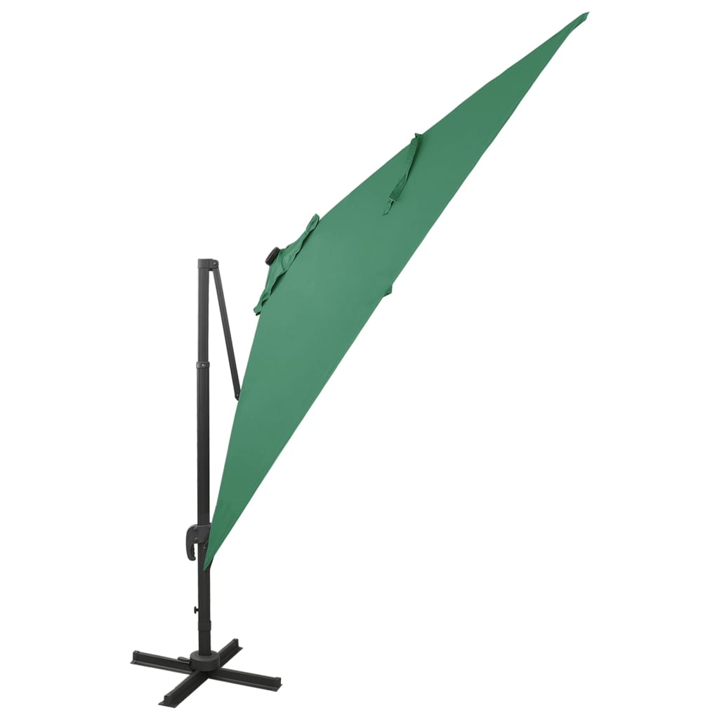 vidaXL Umbrelă în consolă cu stâlp și LED-uri, verde, 300 cm