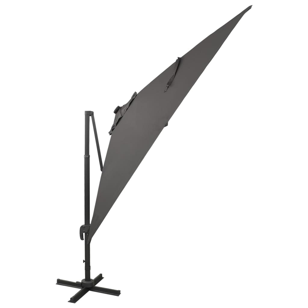 

vidaXL Zweefparasol met paal en LED-verlichting 300 cm antracietkleur