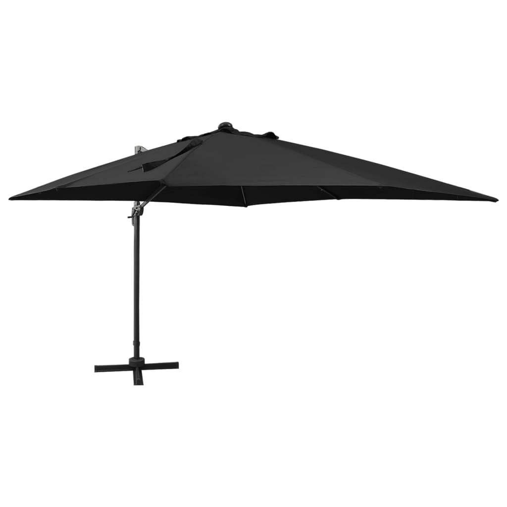 vidaXL Umbrelă în consolă cu stâlp și LED-uri, negru, 300 cm