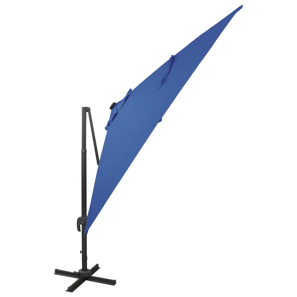 vidaXL Zweefparasol met paal en LED-verlichting 300 cm azuurblauw afbeelding