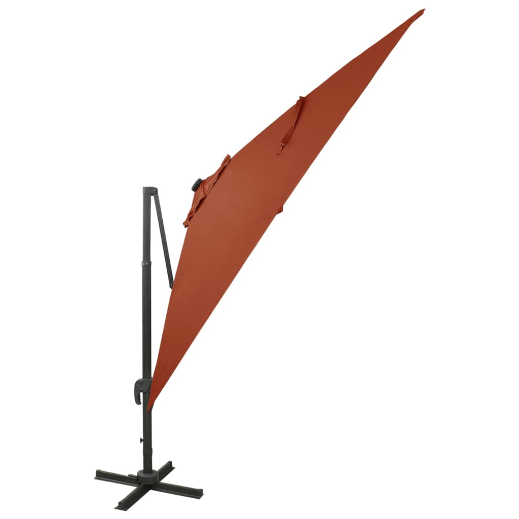 

vidaXL Zweefparasol met paal en LED-verlichting 300 cm terracottakleur