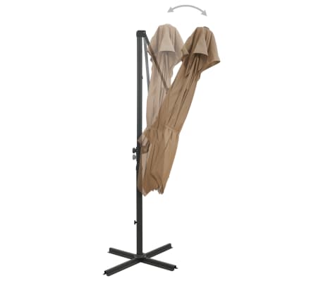 vidaXL Cantilever Umbrella with Double Top 250x250 cm Taupe