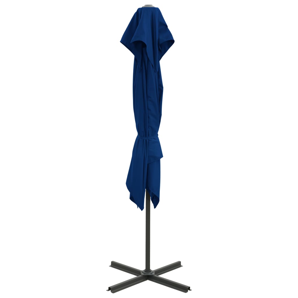 vidaXL Umbrelă suspendată cu înveliș dublu, albastru azuriu, 250x250cm