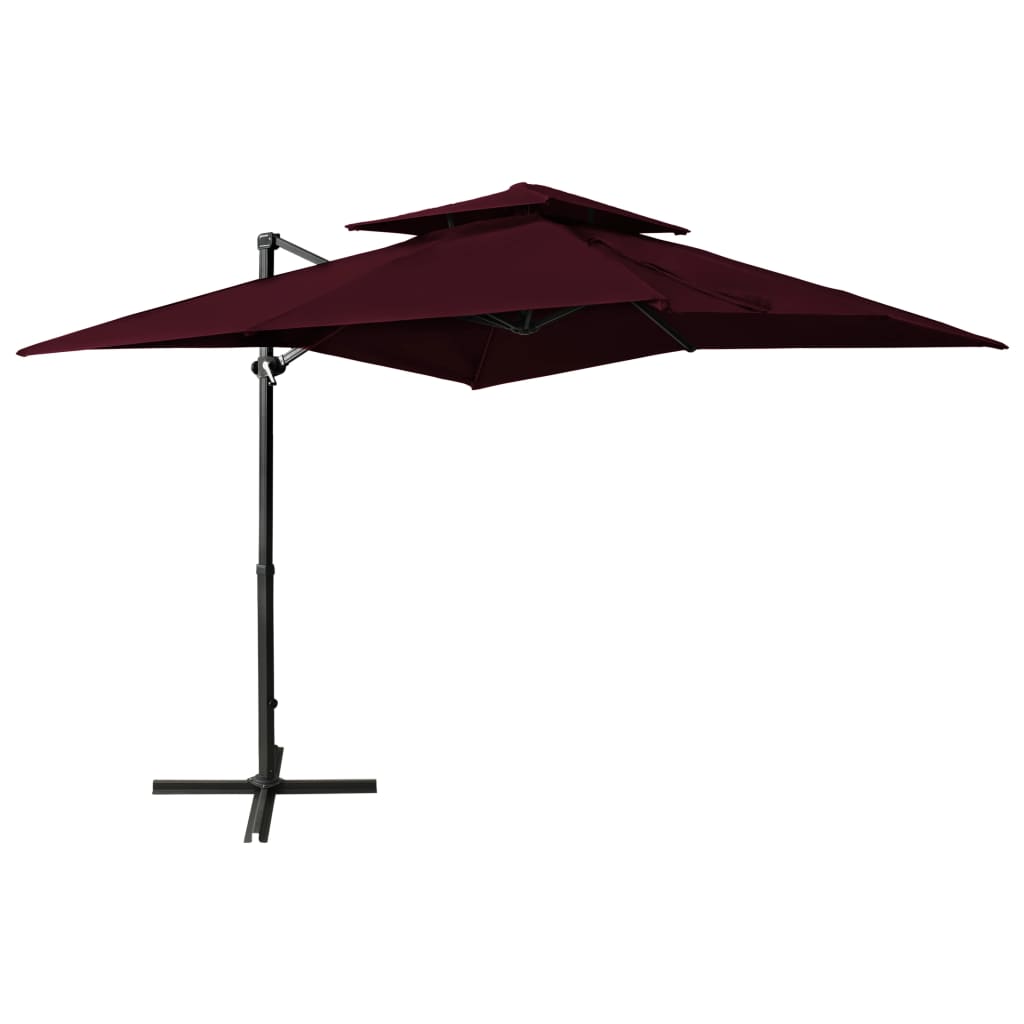 vidaXL Umbrelă în consolă cu înveliș dublu, roșu bordo, 250x250 cm