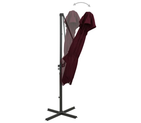 vidaXL Parasol déporté à double toit 250x250 cm Rouge bordeaux