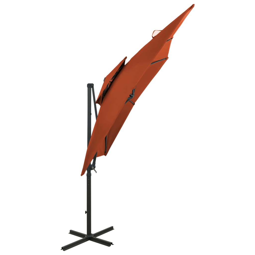 vidaXL Gembinis skėtis su dvigubu viršumi, terakota spalvos, 250x250cm