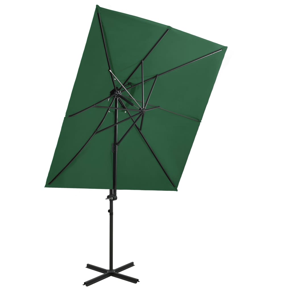 vidaXL Umbrelă suspendată cu înveliș dublu, verde, 250×250 cm 250x250