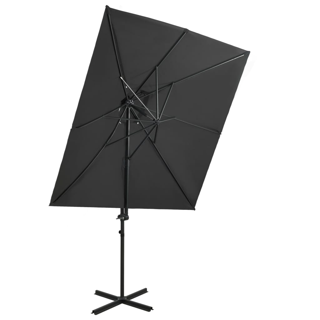 Wiszący parasol UV, antracytowy, 250x250x253 cm, aluminiowy