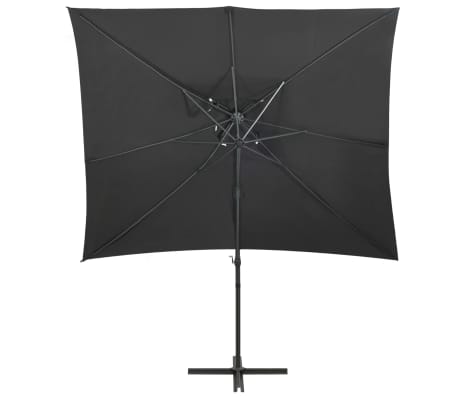 vidaXL Zweefparasol met dubbel dak 250x250 cm antracietkleurig