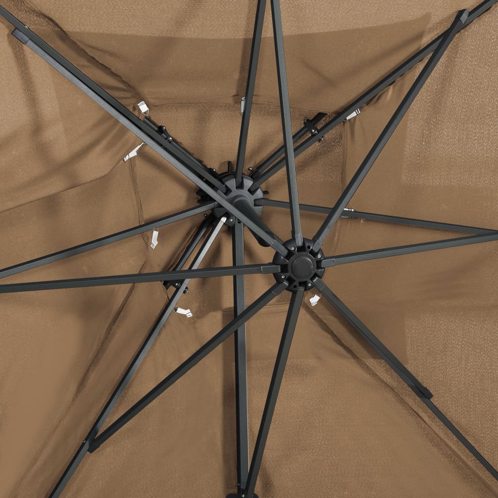 Konzolový slunečník s dvojitou stříškou taupe 250 x 250 cm