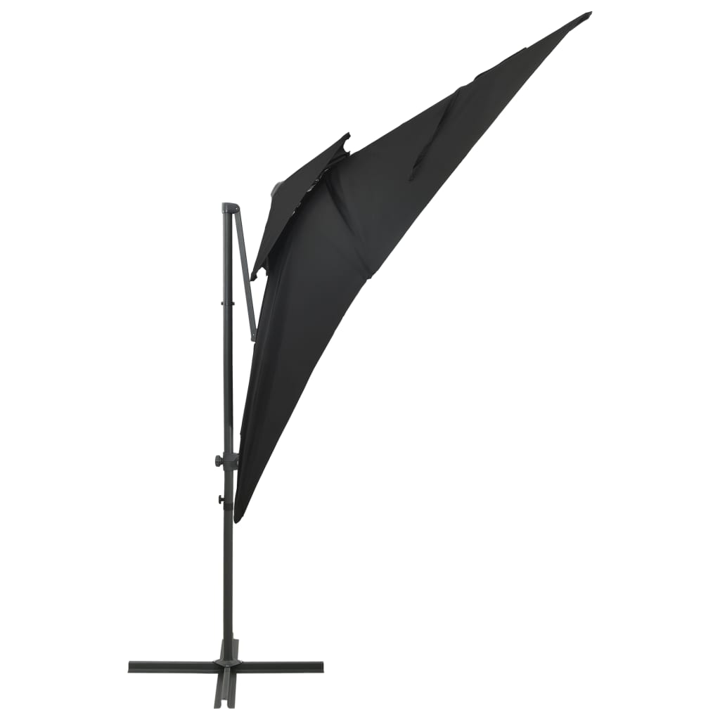 Konzolový slunečník s dvojitou stříškou černý 250 x 250 cm