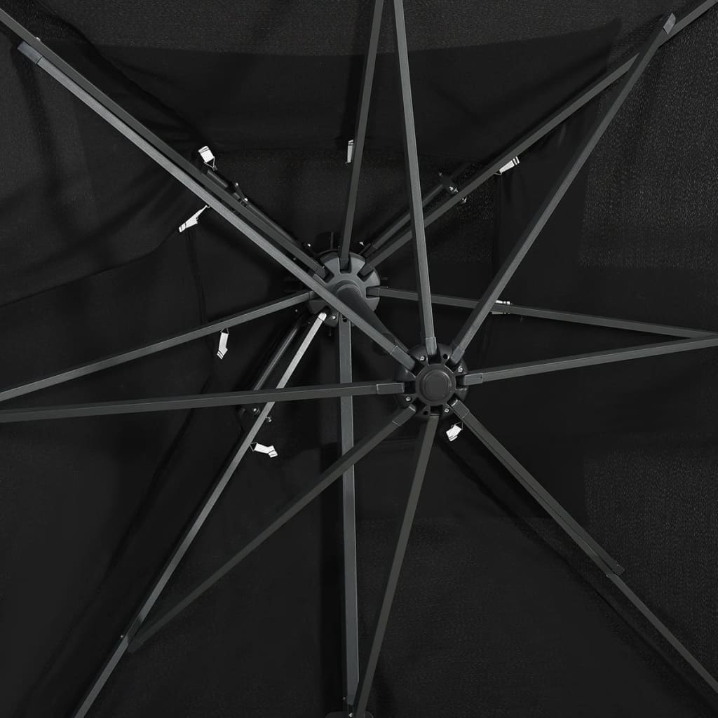  Závesný slnečník s dvojitou strieškou čierny 250x250 cm