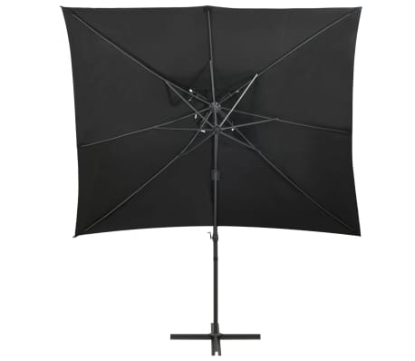 vidaXL Cantilever Garden Parasol with Double Top Black 250x250 cm