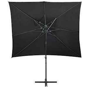 vidaXL Cantilever Garden Parasol with Double Top Black 250x250 cm