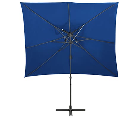 vidaXL Umbrelă &icirc;n consolă cu &icirc;nveliș dublu, albastru azuriu 250x250 cm
