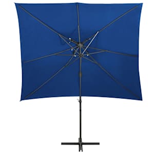 vidaXL Umbrelă &icirc;n consolă cu &icirc;nveliș dublu, albastru azuriu 250x250 cm
