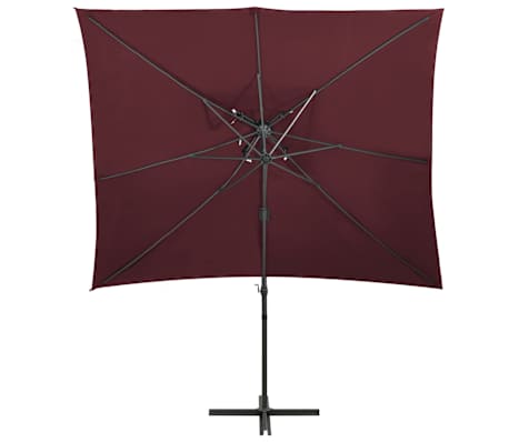 vidaXL Ombrellone a Sbalzo con LED 250x250 cm Bordeaux