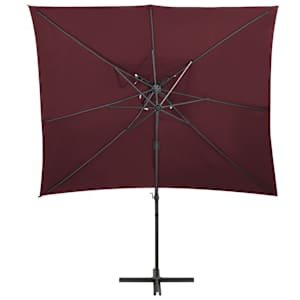 vidaXL Ombrellone a Sbalzo con LED 250x250 cm Bordeaux