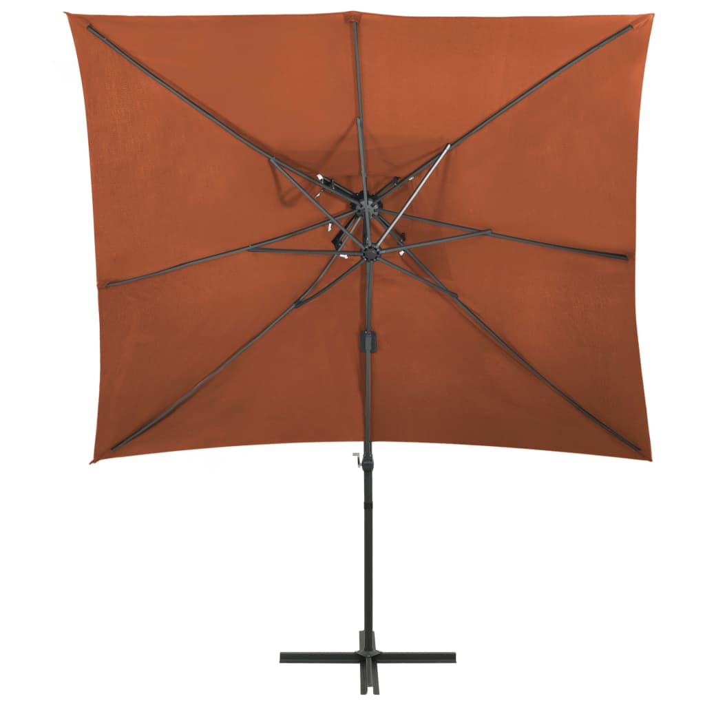 vidaXL Cantilever Umbrella with Double Top Terracotta 250x250 cm