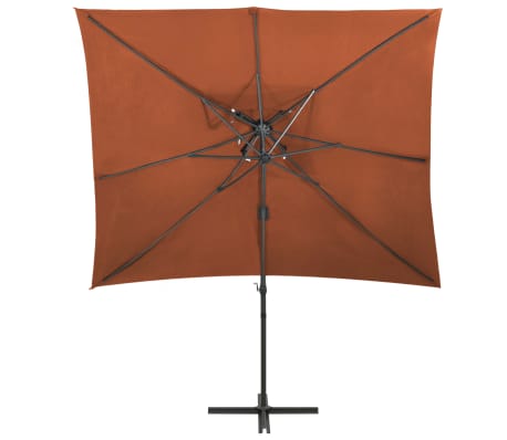 vidaXL Umbrelă suspendată cu înveliș dublu, cărămiziu, 250x250 cm