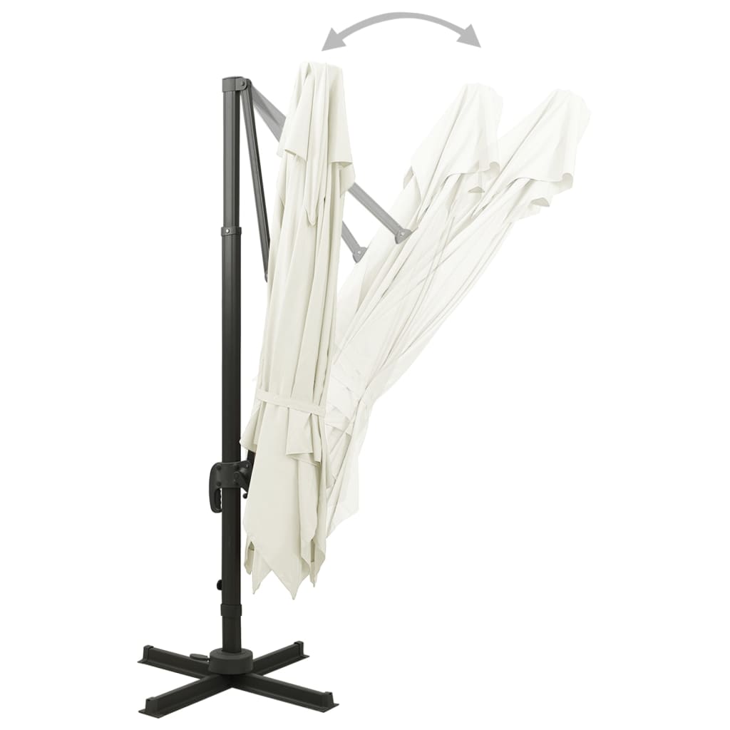 Parasol de Jardin en Porte-à-faux officiel avec Double Toit Pare-soleil Taupe vidaXL