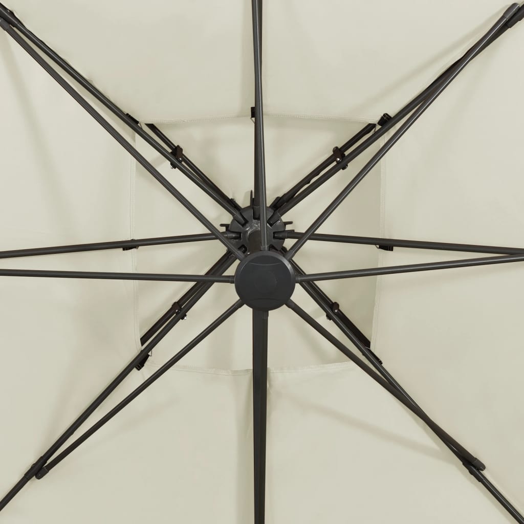 Parasol de Jardin en Porte-à-faux avec Double Toit Pare-soleil Taupe vendu vidaXL