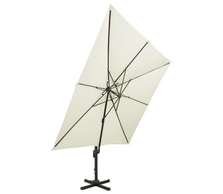 vidaXL Cantilever Umbrella with Double Top 300x300 cm Sand