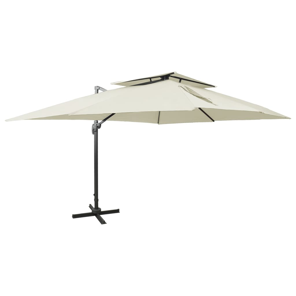 Parasol de Jardin en Porte-à-faux avec Double Toit Pare-soleil Taupe vendu vidaXL