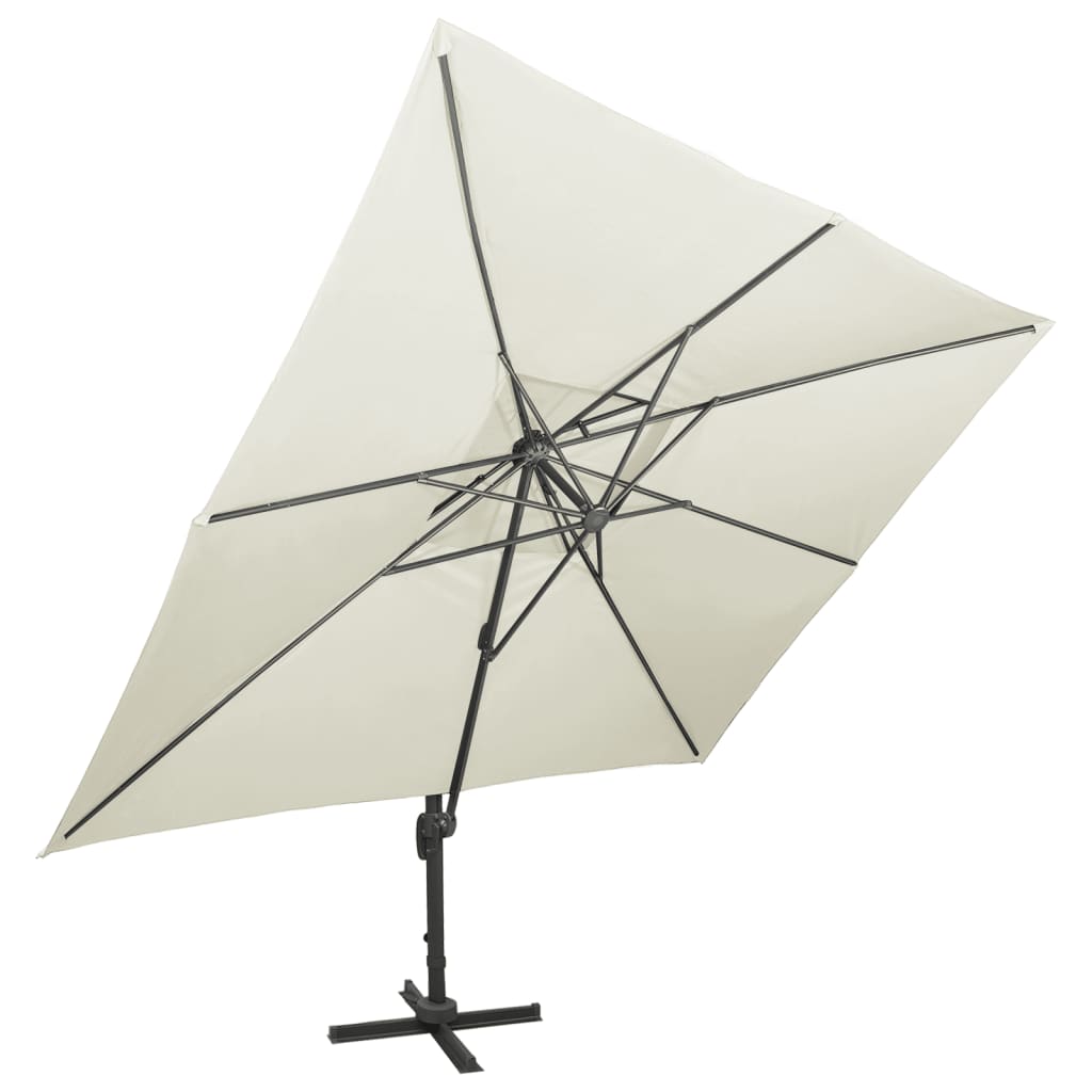 

vidaXL Zweefparasol met dubbel dak 400x300 cm zandkleurig