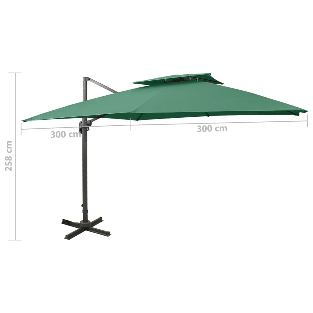 Parasol de Jardin en Porte-à-faux avec Double Toit Pare-soleil Taupe officiel vidaXL