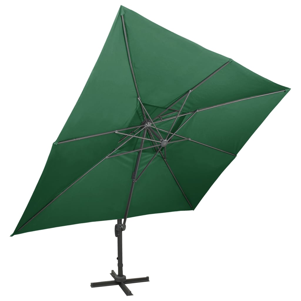 vidaXL Cantilever Umbrella with Double Top Green 400x300 cm