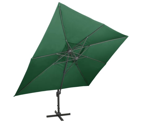 vidaXL Cantilever Umbrella with Double Top Green 400x300 cm