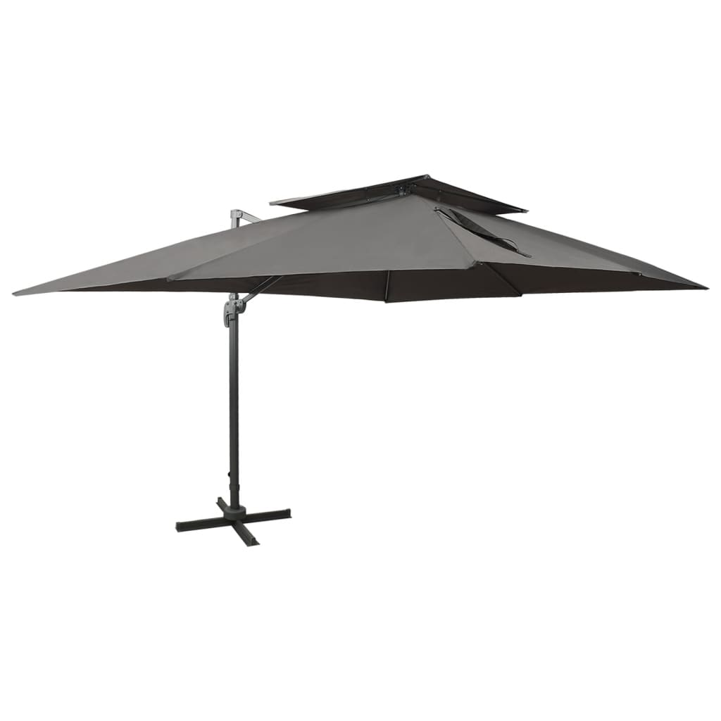 Parasol de Jardin en Porte-à-faux avec Double Toit Pare-soleil Taupe offres vidaXL