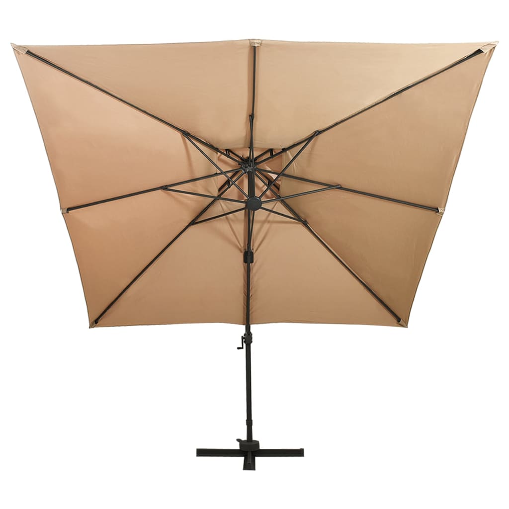 Parasol officiel de Jardin en Porte-à-faux avec Double Toit Pare-soleil Taupe vidaXL