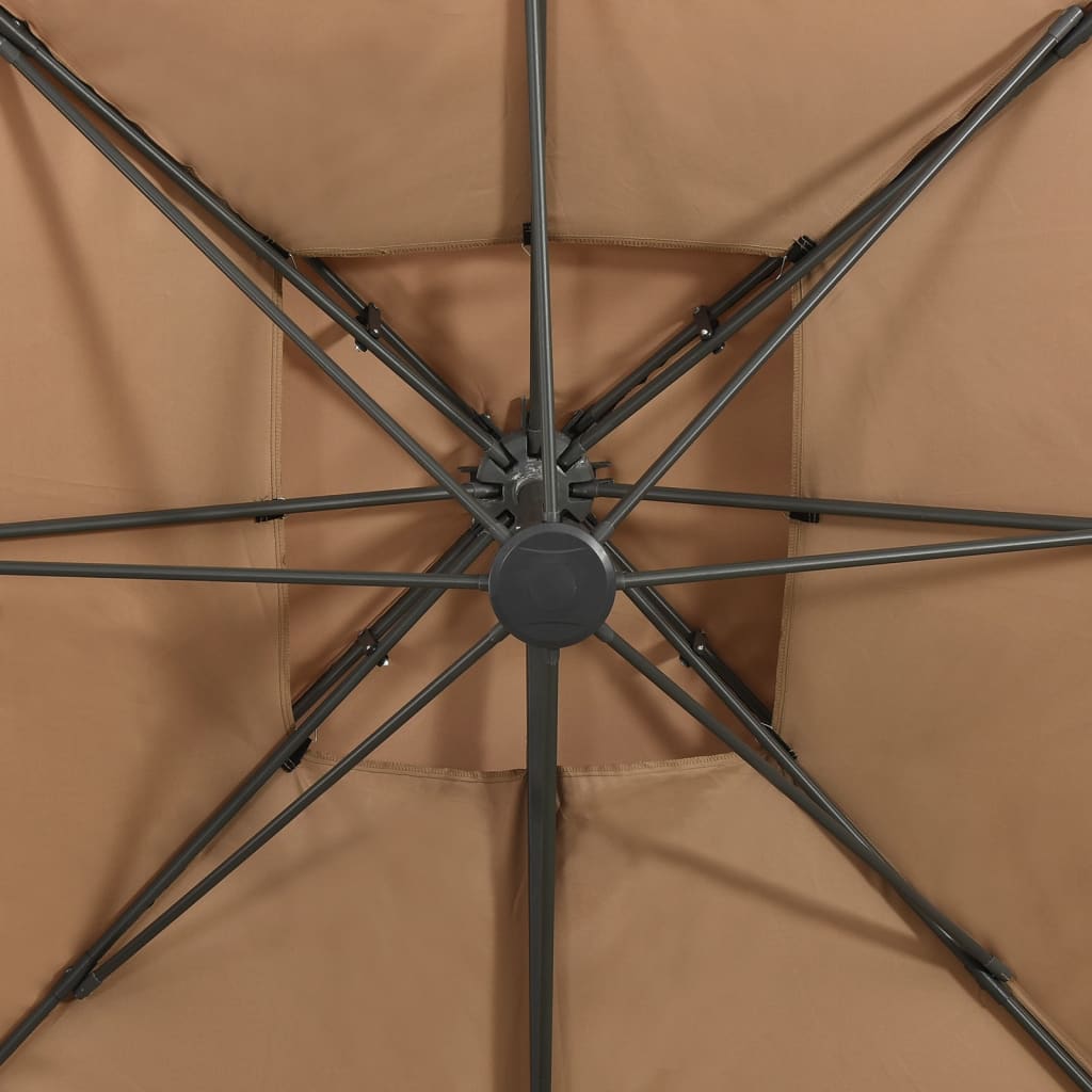 Konzolový slunečník s dvojitou stříškou 300 x 300 cm taupe