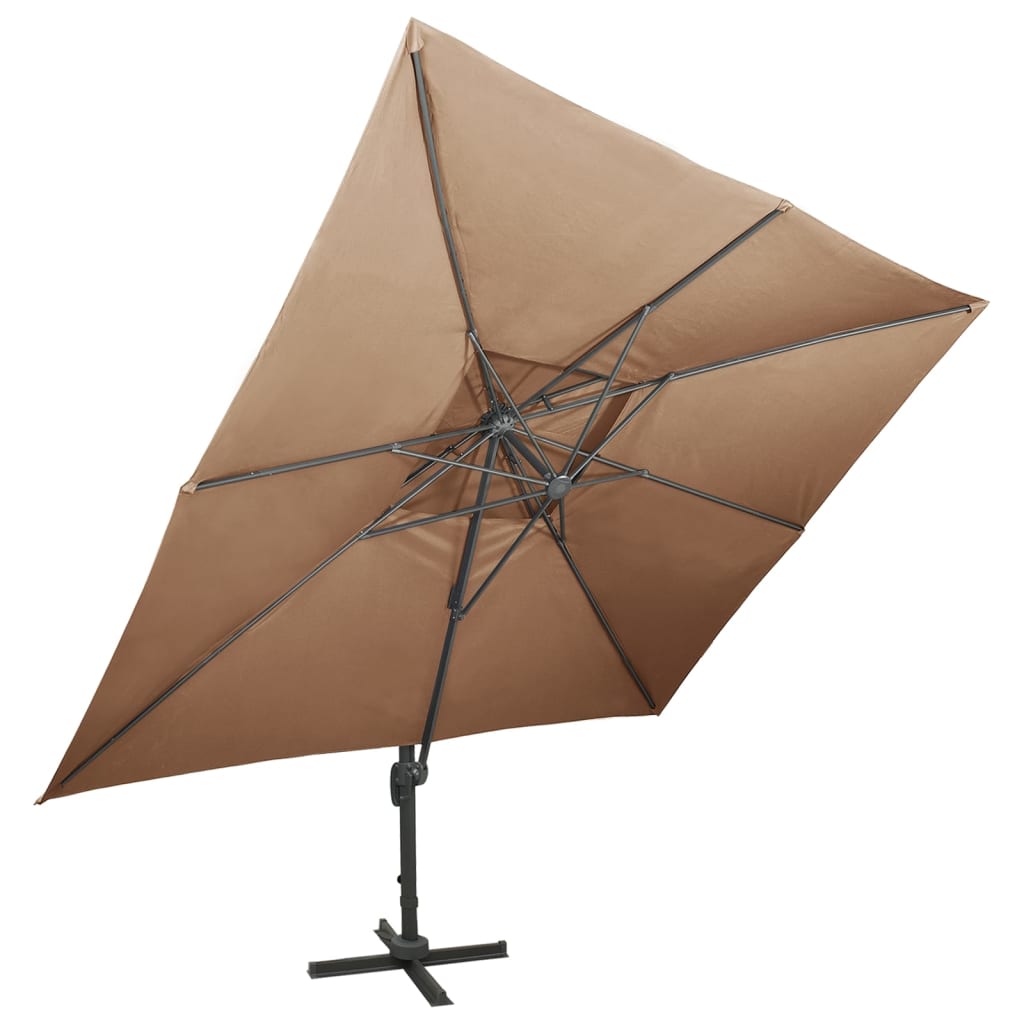 vidaXL Aurinkovarjo cantilever tuplakatolla 400x300 cm taupe