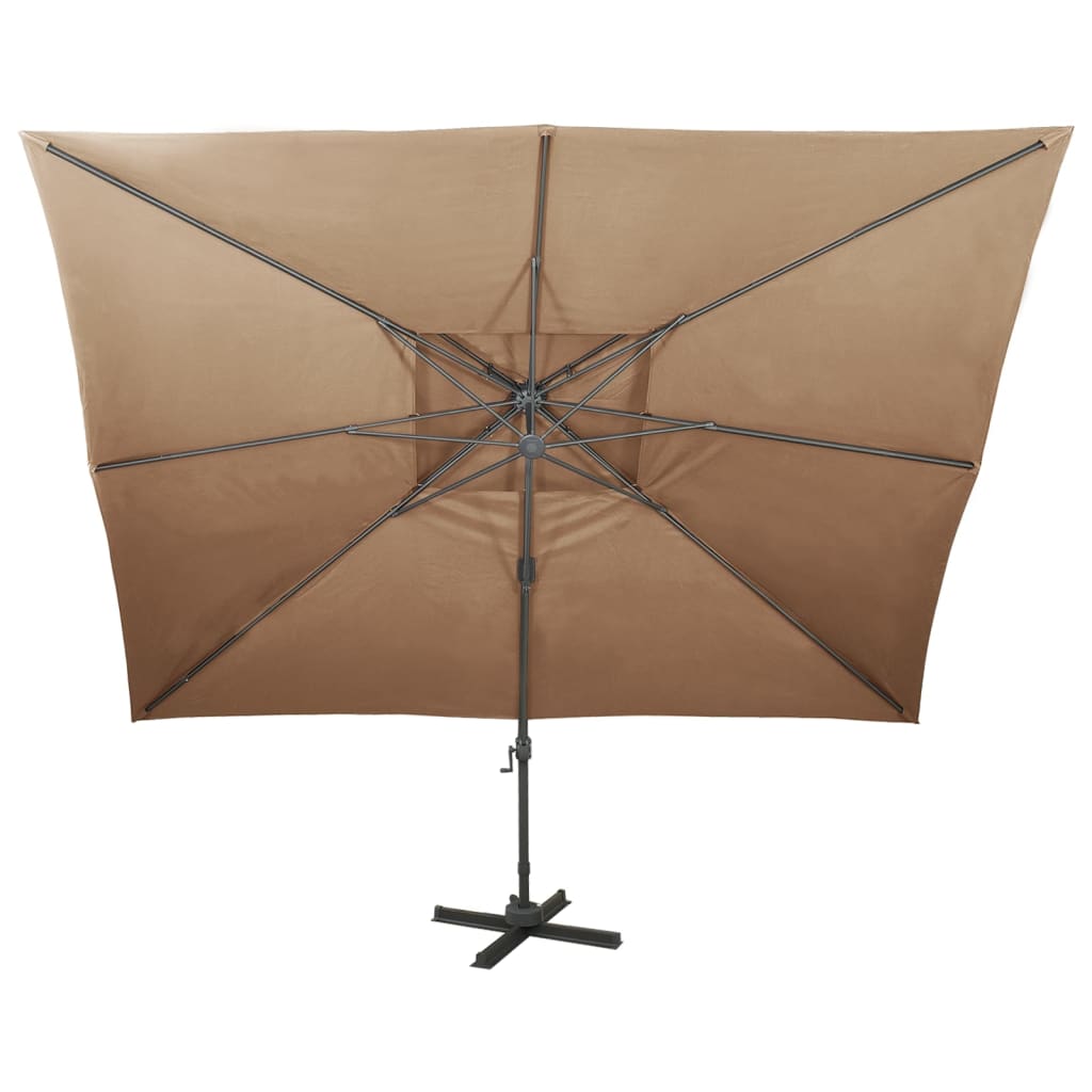 Parasol de 2024 Jardin en Porte-à-faux avec Double Toit Pare-soleil Taupe vidaXL