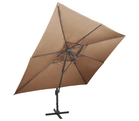 vidaXL Cantilever Umbrella with Double Top Taupe 400x300 cm