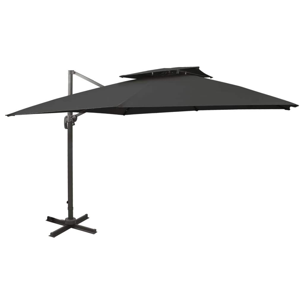 vidaXL Umbrelă suspendată cu înveliș dublu, negru, 300×300 cm 300x300
