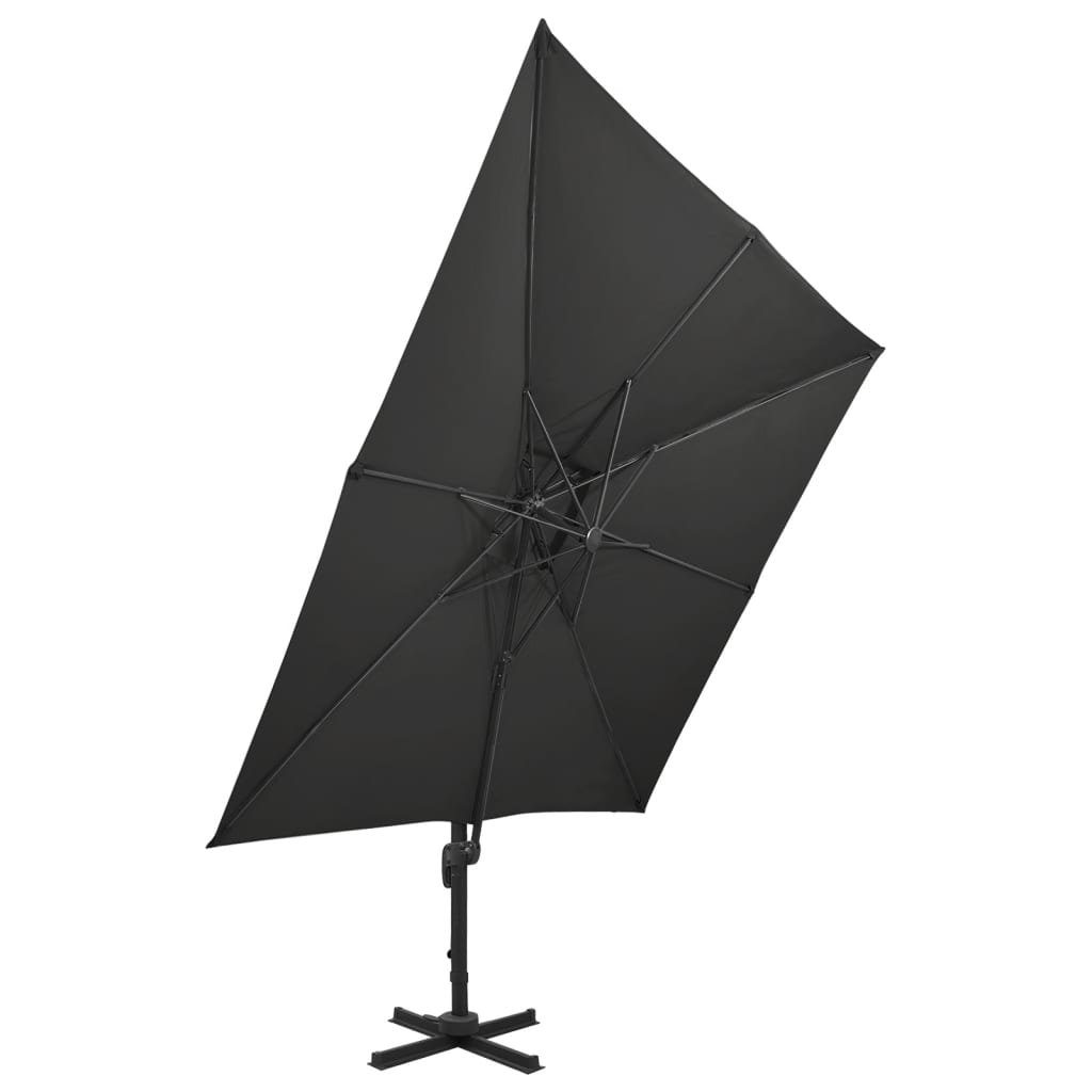 Umbrelă suspendată cu înveliș dublu, negru, 300×300 cm