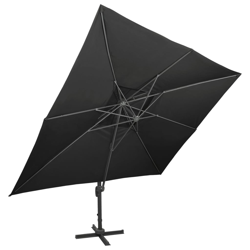 vidaXL Cantilever Umbrella with Double Top Black 400x300 cm