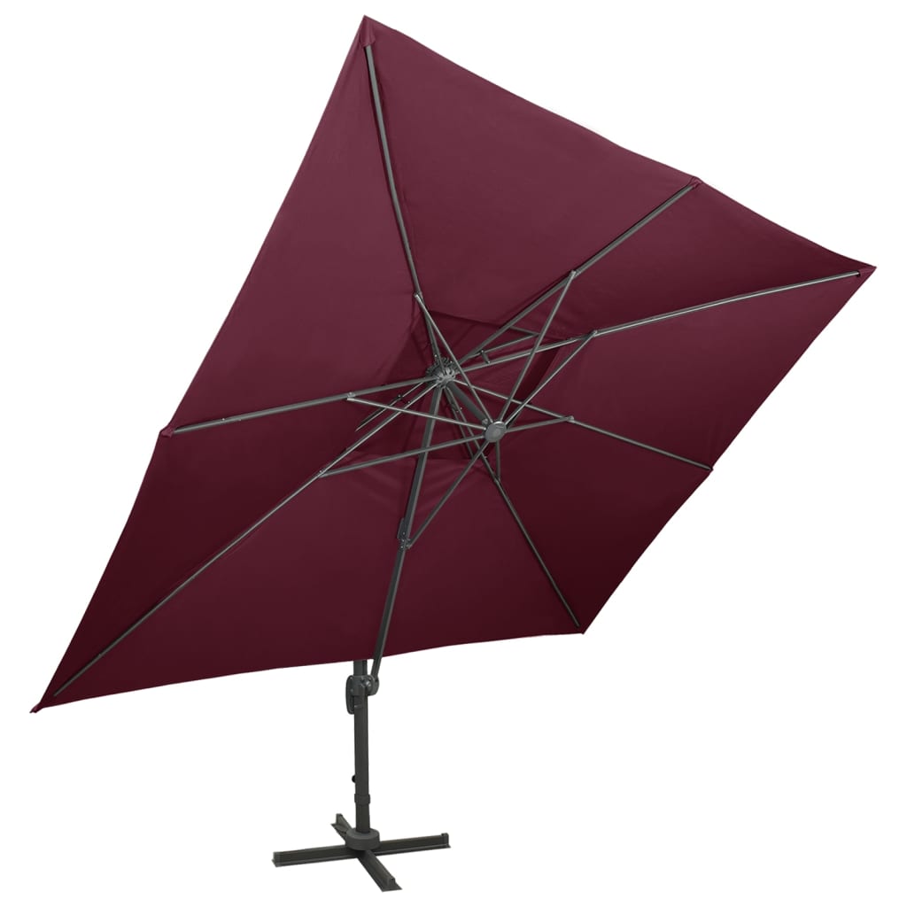 vidaXL Parasol déporté à double toit Rouge bordeaux 400x300 cm