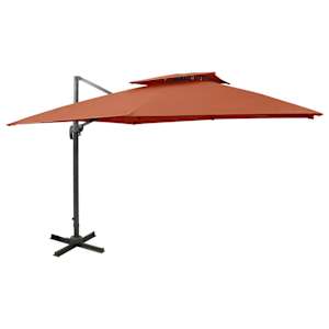 vidaXL konsooldisainiga p&auml;ikesevari topelt katus 300x300 cm terrakota