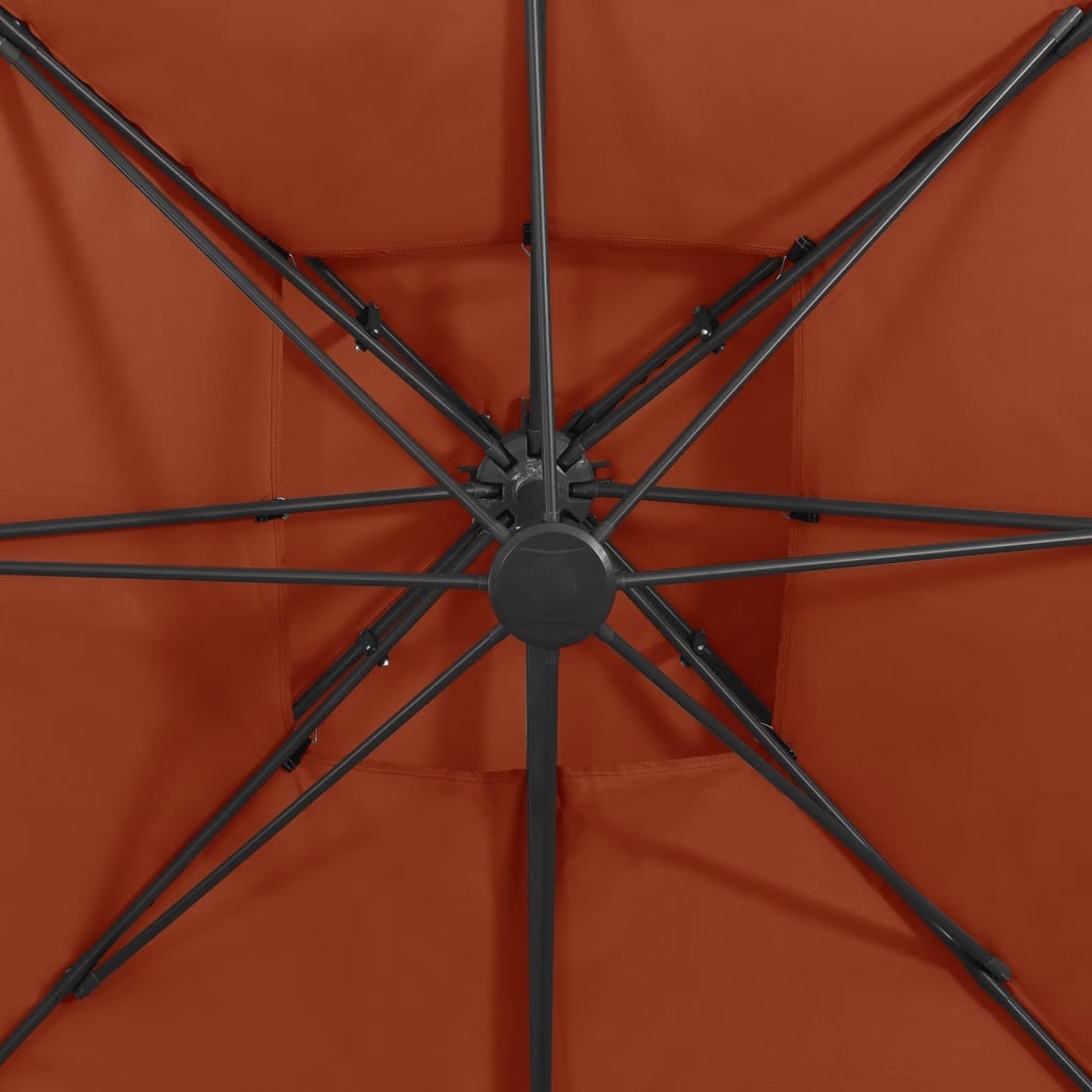 Parasol officiel de Jardin en Porte-à-faux avec Double Toit Pare-soleil Taupe vidaXL
