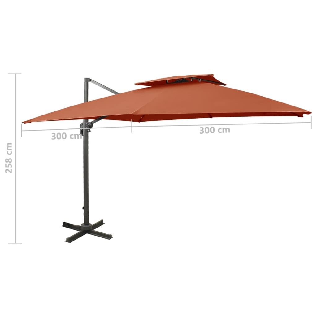 Parasol de Jardin en Porte-à-faux avec Double Toit Pare-soleil Taupe officiel vidaXL