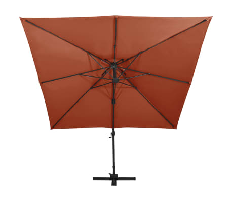 vidaXL Parasol déporté avec double toit 300x300 cm terre cuite