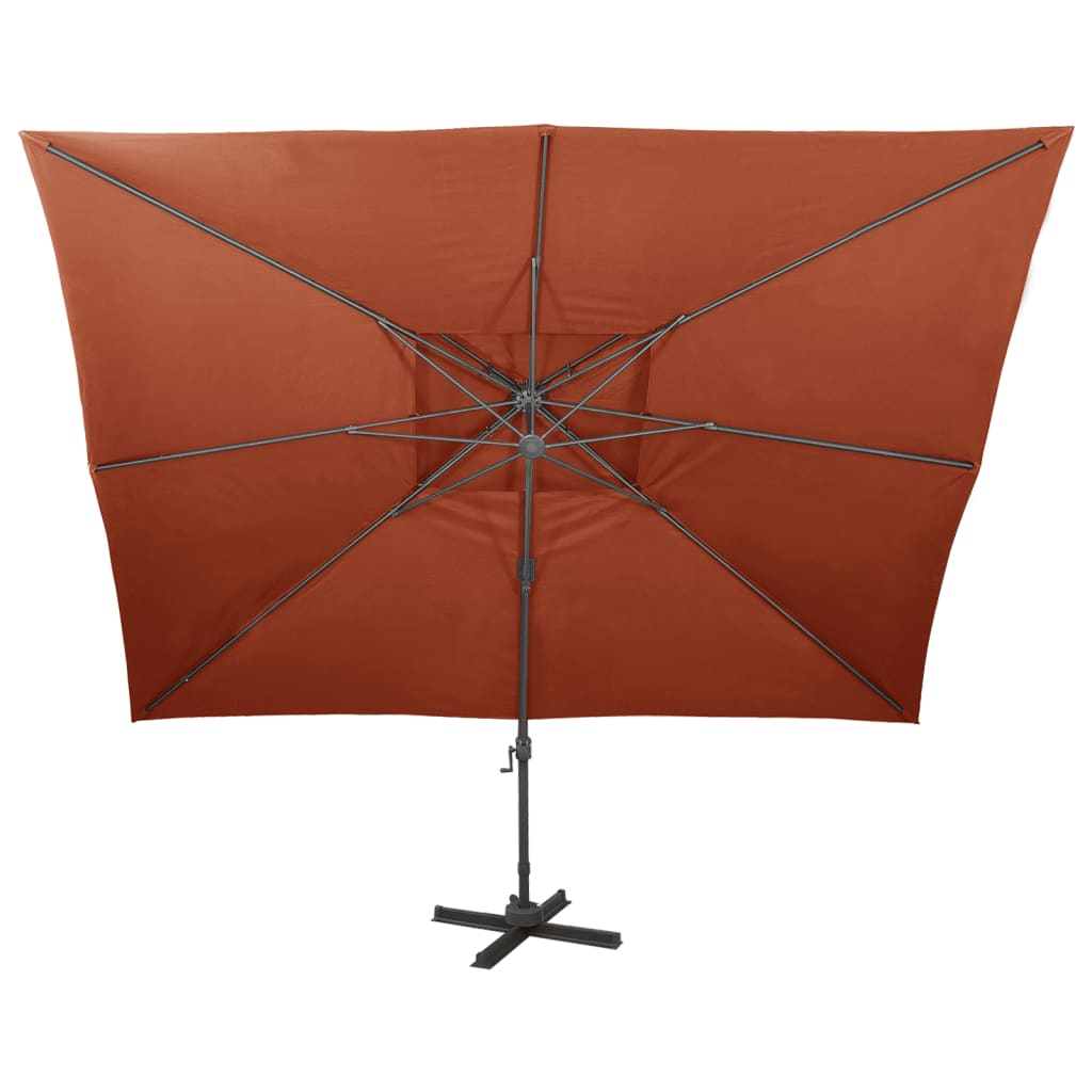 Parasol de Jardin en Porte-à-faux avec Double Toit Pare-soleil Taupe offres vidaXL