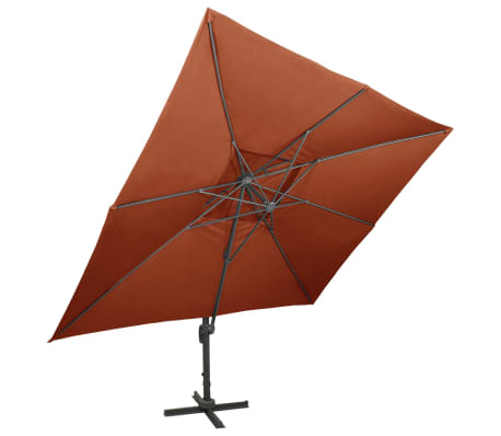 vidaXL Parasol déporté à double toit Terre cuite 400x300 cm