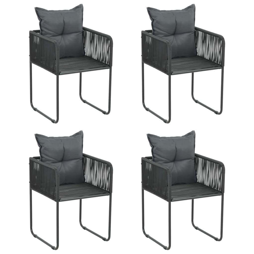 

vidaXL Patio Chairs 4 pcs with Pillows Poly Rattan Black