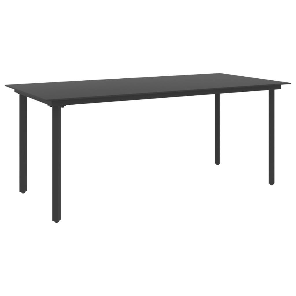 vidaXL Garten-Esstisch Schwarz 190x90x74 cm Stahl und Glas